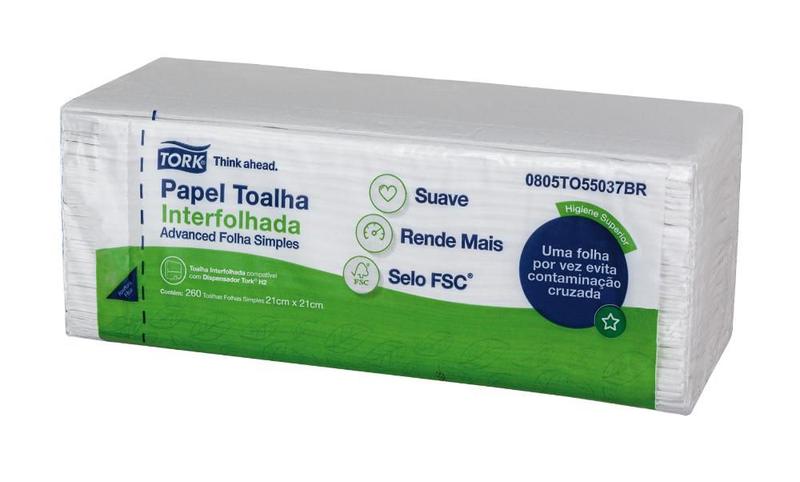 Papel Toalha Interfolhada Tork Folha Simples com 260 Folhas - Papel ...