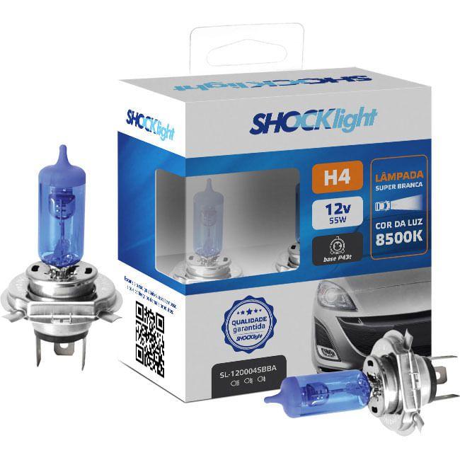 Par Lampada H4 Super Branca Shocklight 8500k 12v 60/55w - Lâmpada ...