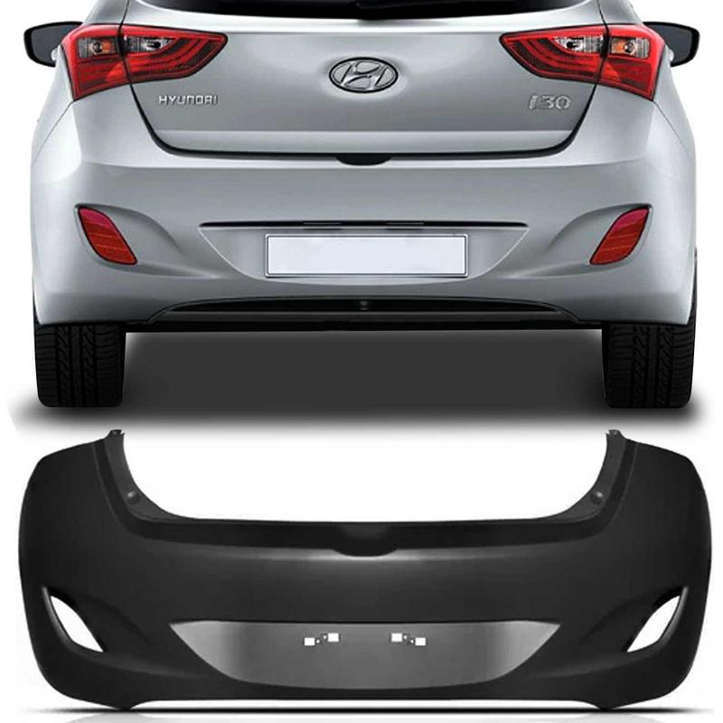 Parachoque Traseiro Hyundai I30 2012 2013 2014 2015 2016 Preto Liso Sem ...