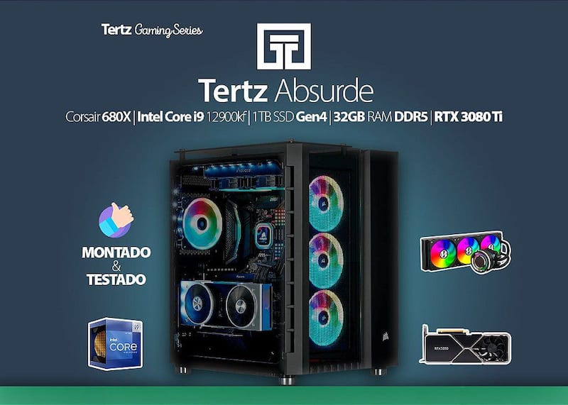 PC Gamer TERTZ Absurde - 3080Ti, i9 12900KF, 1TB, 32GB RAM - Gabinete ...