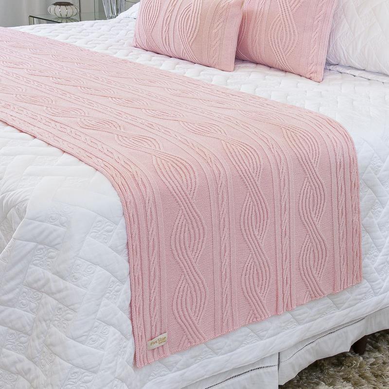 Peseira Manta Sofa Sala Cama Casal Tricot 180x70 Pequim FIVE STAR ...
