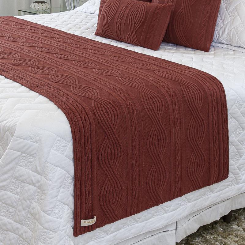 Peseira Manta Sofa Sala Cama King Tricot 260x70cm Pequim FIVE STAR ...