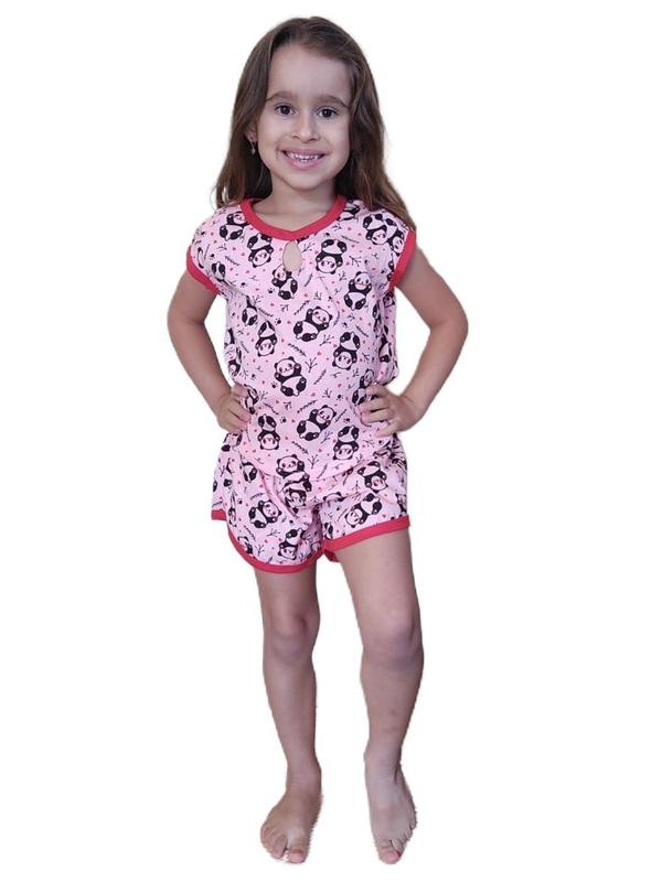 Pijama Baby Doll Infantil Menina Short Doll Panda - Noite Bela - Baby ...