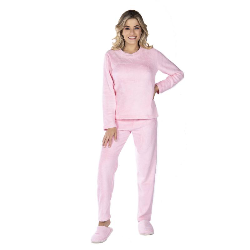 Pijama Feminino Adulto Fleece Ultra Soft Quentinho Inverno 23110 ...