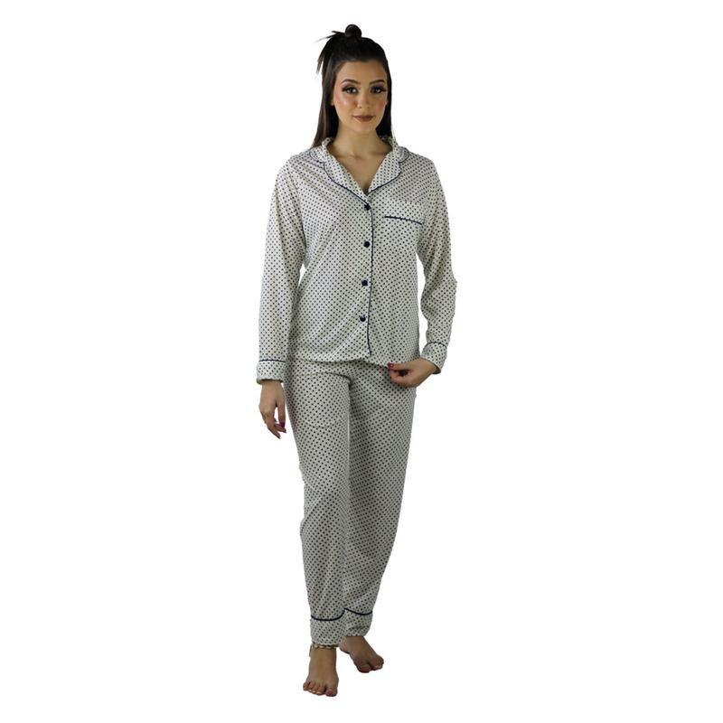 Pijama Feminino Inverno Adulto Americano Longo de Frio Malha - Cia da ...