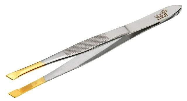 Pinça Profissional em Aço Inox - Ponta Diagonal e Dourada - Importada ...