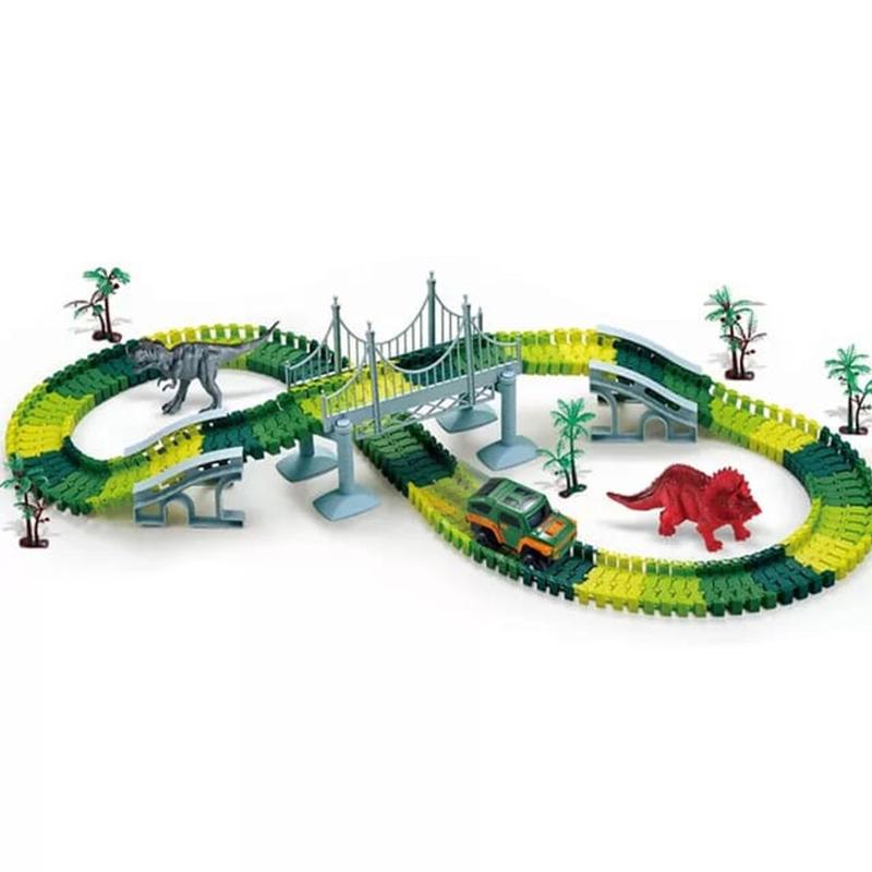 Pista de Dinossauro Tiranossauro Rex 192 peças Led Luz movimento ...