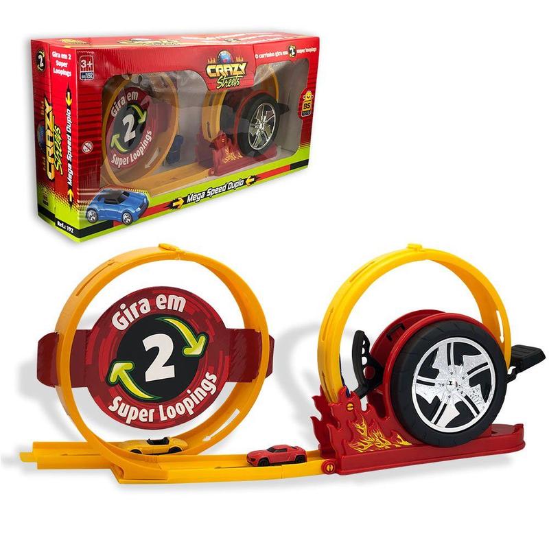 Pista Mega Speed com Loop 360º, Lançador e 02 Carrinhos - BS TOYS ...