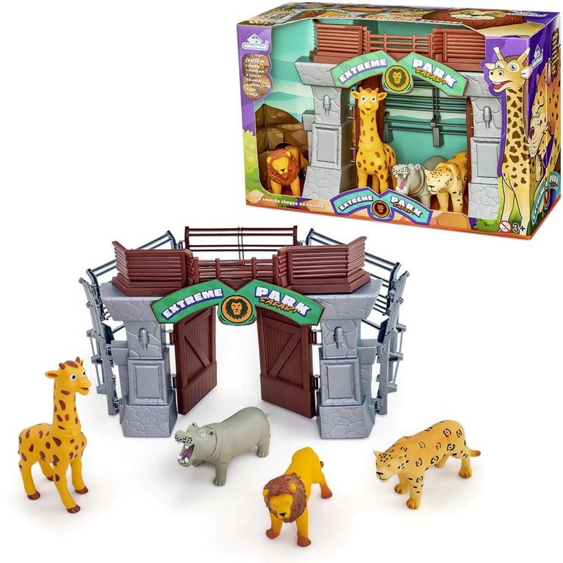 Playset Zoológico Animais De Brinquedo Safari Bichos - Adijomar ...