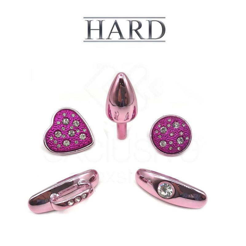 Plug Anal em Forma de Cone com 4 Alças Removíveis e Detalhes de Joias - Hard Anal Kit - Plug