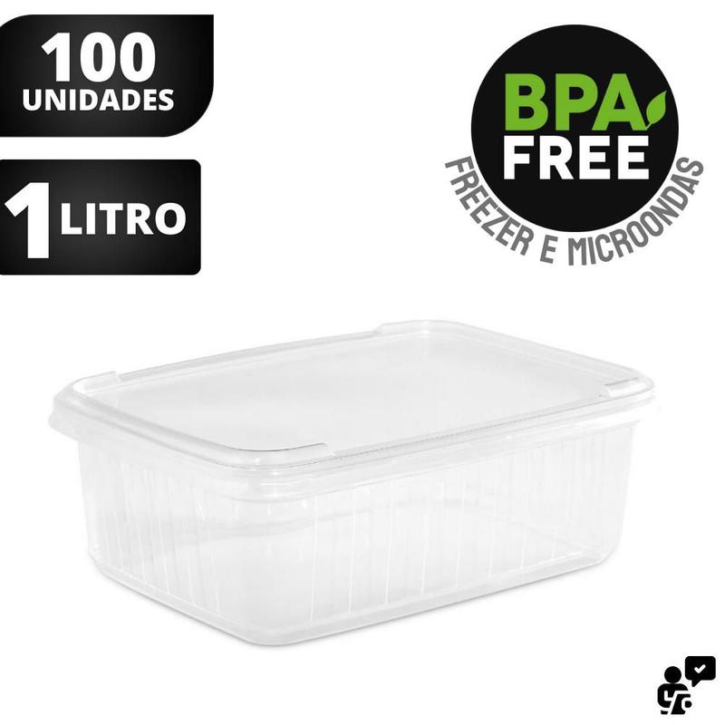 Pote Descartável 1 Litro Freezer Microondas Marmita 100 Un. - BP POTES ...