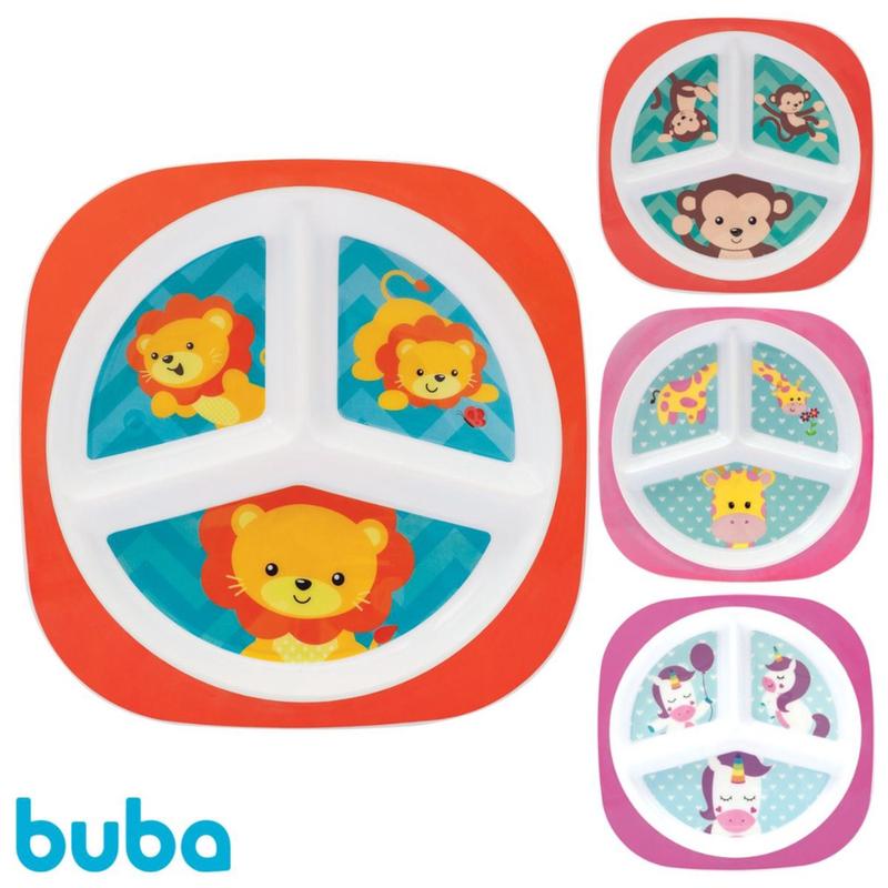 Prato Pratinho com Divisórias Infantil Buba Animal - Prato Infantil ...