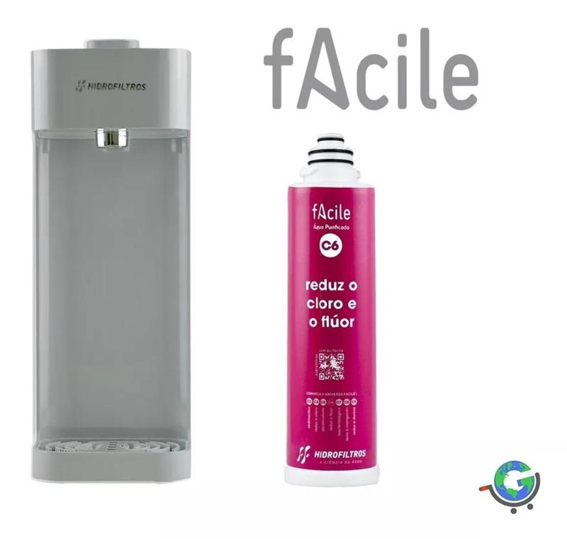 Purificador De Água Natural Facile C6 Hidrofiltros Cinza - Hidro ...