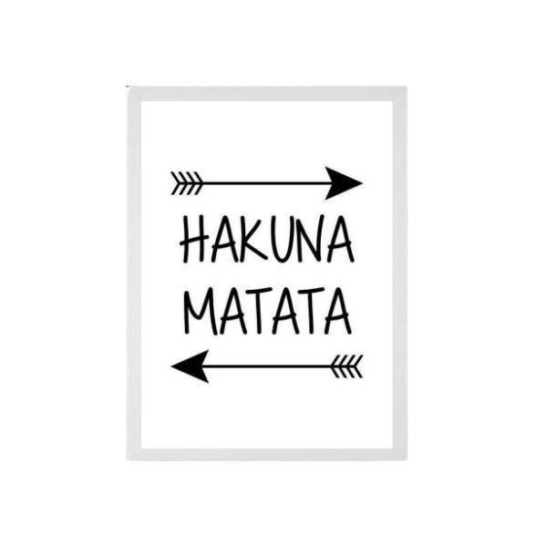 Quadro Frase Hakuna Matata 24X18 - Com Vidro - Madeira Preta - Quadros ...