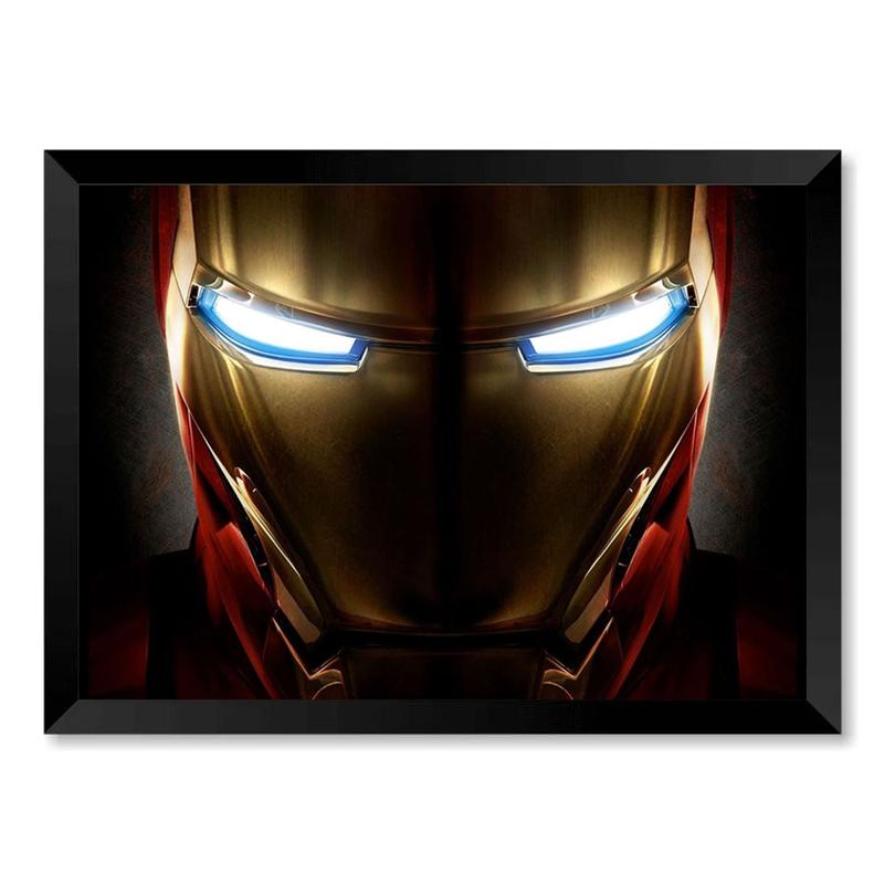 Quadro Homem de Ferro Face Fundo Preto Com Moldura 30x42cm - Cada ...