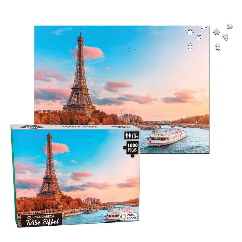 Quebra-cabeça 1000-peças torre eiffel-montado 54x74cm premium - PAIS E ...
