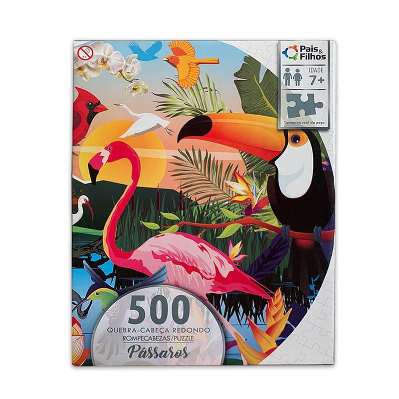 Quebra Cabeça 500 Peças Redondo Pássaros Puzzle - Pais & Filhos ...