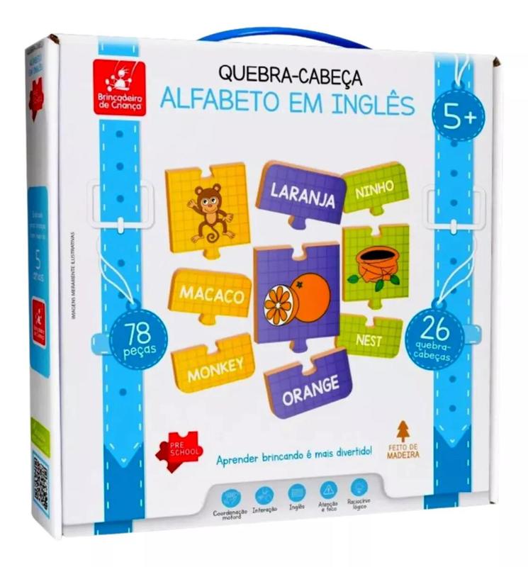 Quebra-Cabeça - Alfabeto em Inglês - Educativo - 78Pçs - MDF ...