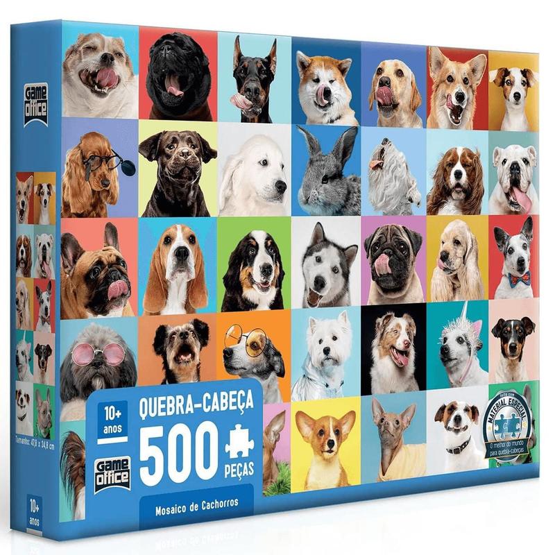 Quebra Cabeça Mosaico de Cachorro 500 Peças Toyster - Quebra-Cabeça ...