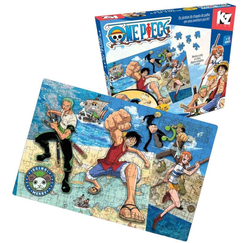 Quebra Cabeça One Piece 200 Peças 3 Etapas Puzzle Infantil Original ...