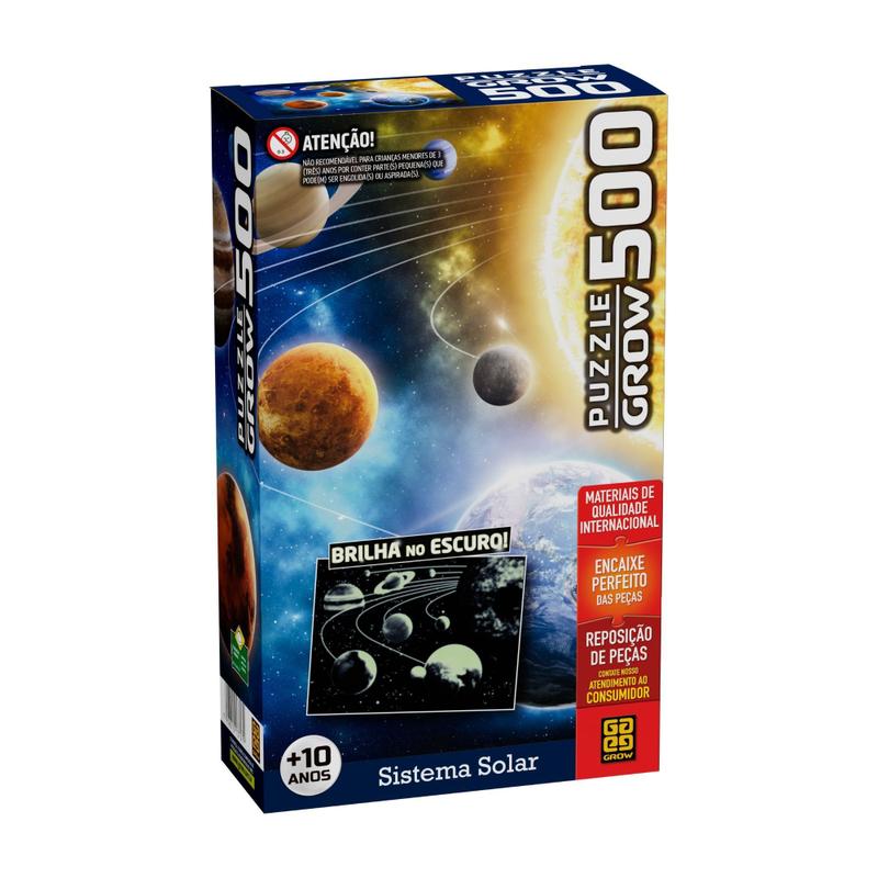 Quebra-Cabeça - Sistema Solar - Brilha no Escuro - 500 Peças - Grow ...