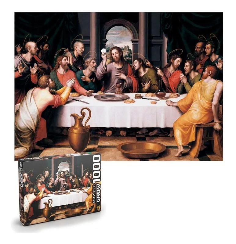 Quebra Cabeça Vira Quadro Puzzle 1000 Peças Jesus Santa Ceia Grow ...