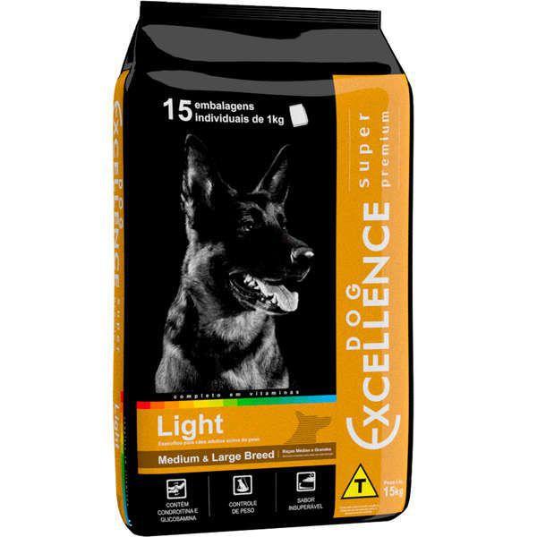 Ração Dog Excellence Super Premium Ligth Raças Medias /Grandes - 15kg ...