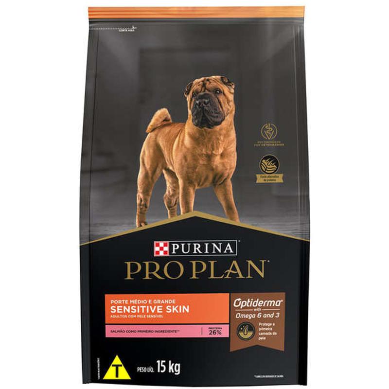 Ração para Cães Adultos com Pele Sensível Pro Plan Sensitive Skin 15kg ...