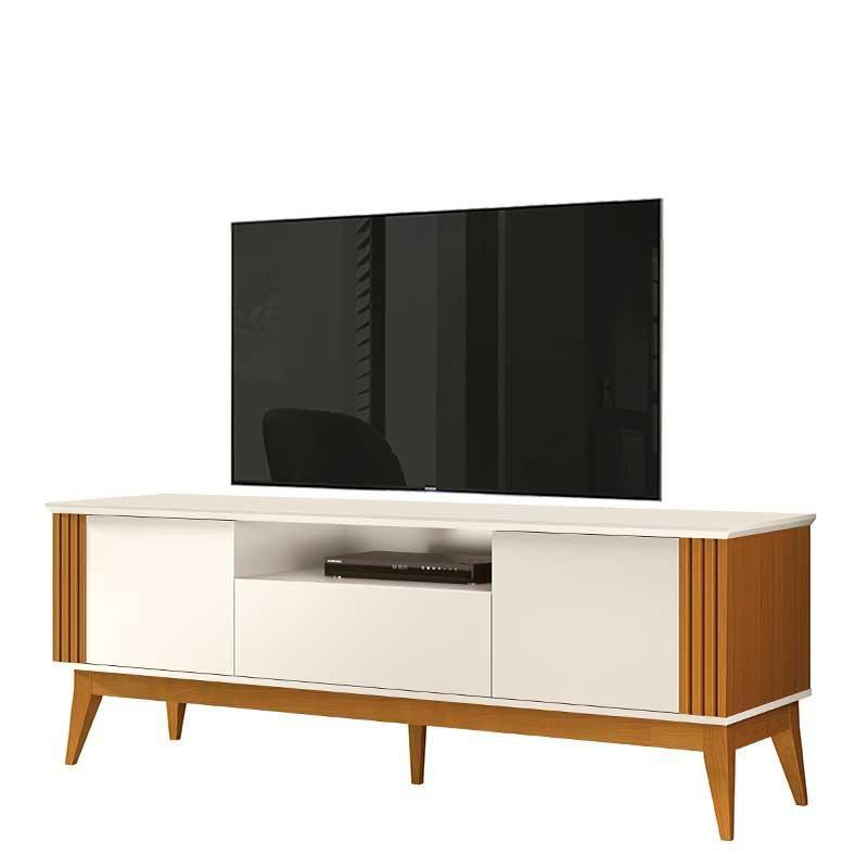 Rack Para Sala Ripado 1.8 Para TV 75 Pol Brunt EAX Móveis Off White ...