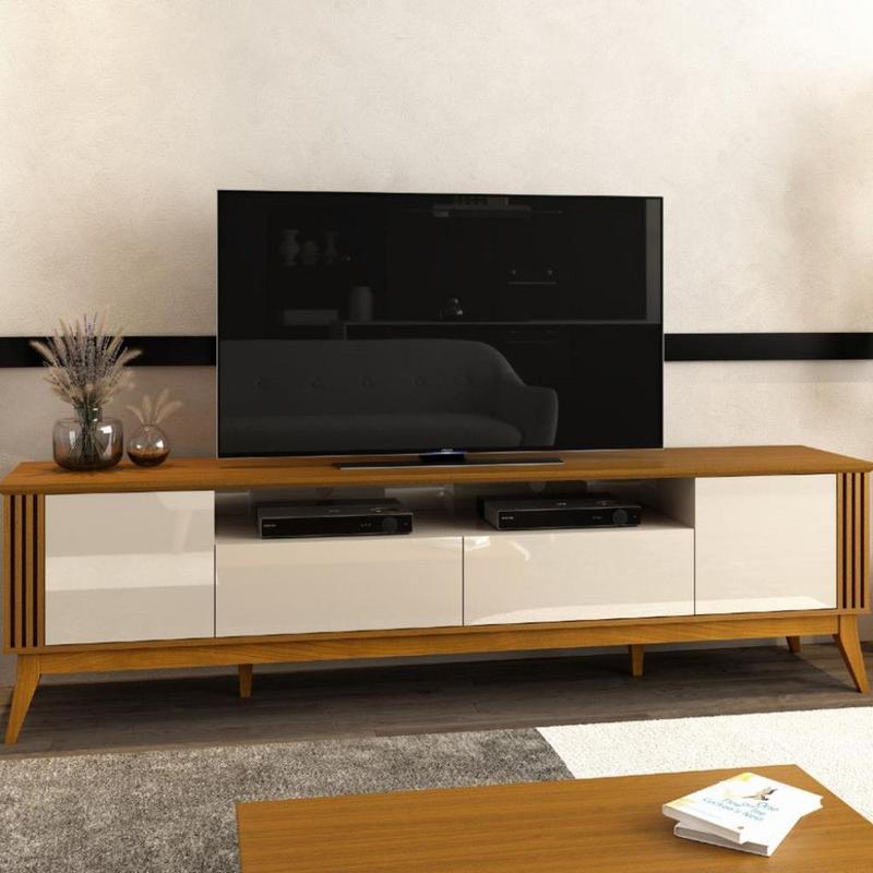 Rack para TV até 75 Polegadas 2 Portas 2 Gavetas Morgan EDN Móveis ...