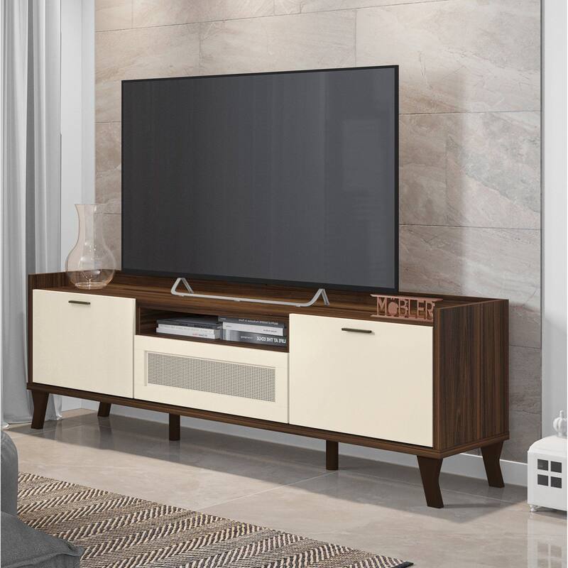 Tv Rack Arcade Rack para TV até 75 Polegadas 3 Portas Arcade Belaflex Palisandro/Off ...