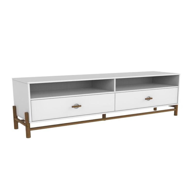 Rack Ring com 2 Gavetas e 2 Nichos - Branco/Garapa - P&C - Rack ...