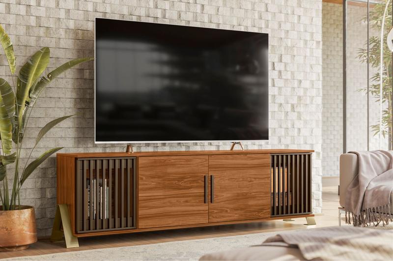 Rack Ripado para TVs até 75 Polegadas London Cinamomo Mel - Möbler ...