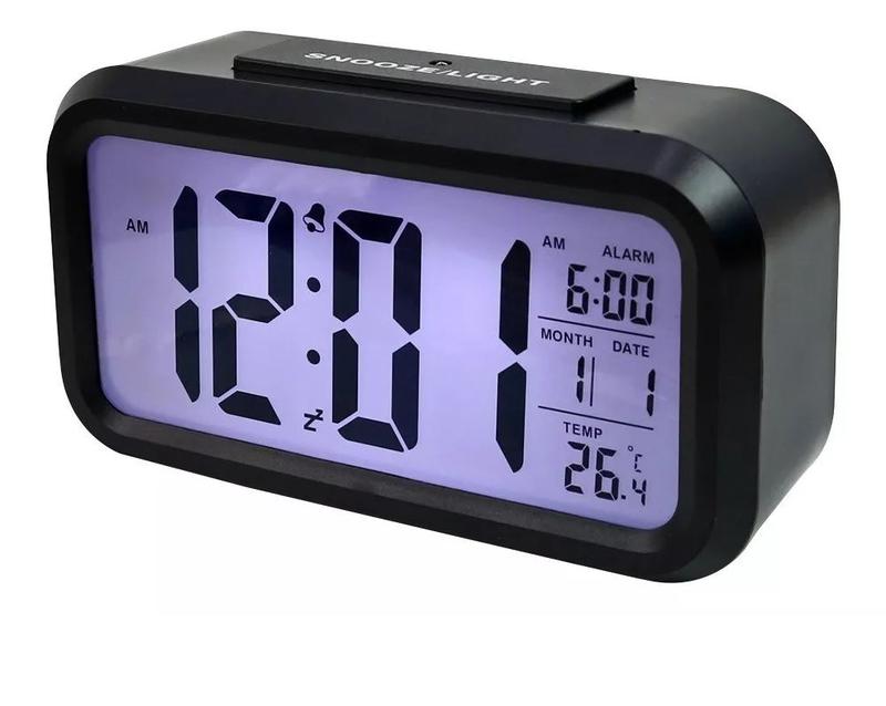 Relógio Digital Calendário Despertador Cabeceira e Mesa Sensor de ...