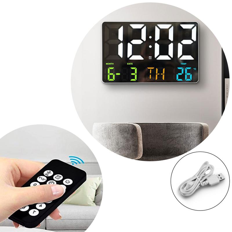 Relógio Parede Led Digital Grande Com Controle Remoto Alarme Data