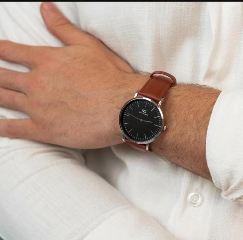 Relógio Saint GermainMasculino Marrom Pulseira de Couro Bronx Black ...