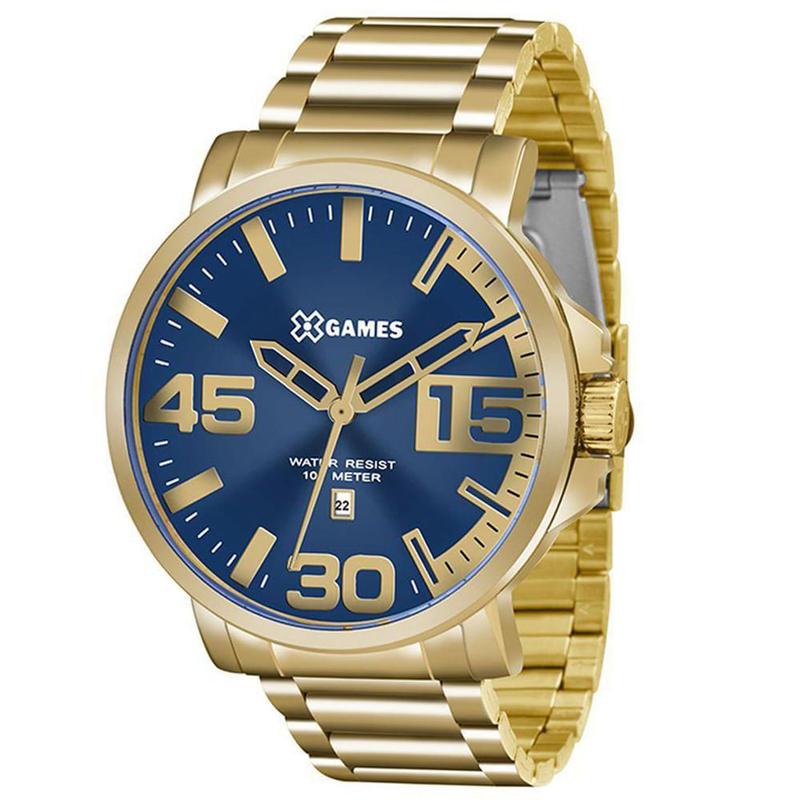 Relógio X GAMES masculino dourado azul XMGS1018 D2KX - XGAMES - Relógio ...