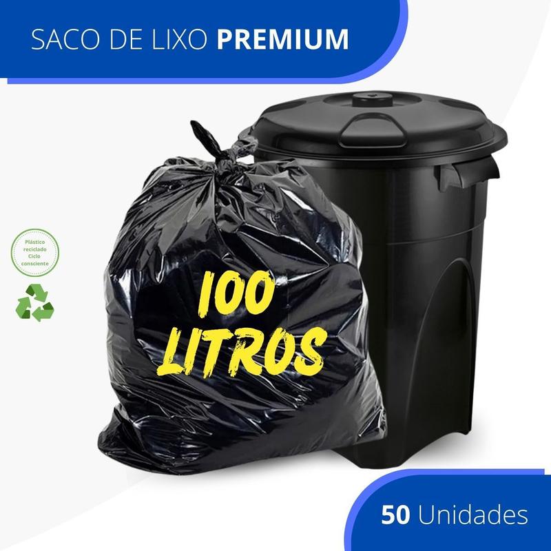 Saco De Lixo 100 Litros Reforçado Resistente - 50 Unidades - Verdecasa ...