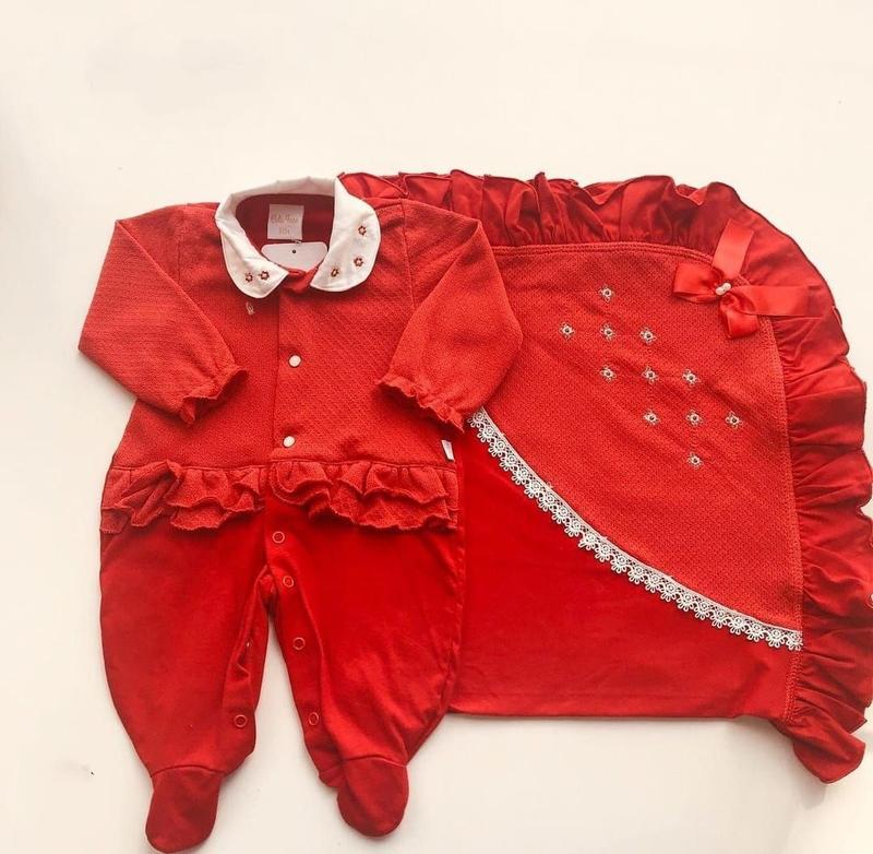 Saída de maternidade Feminina vermelho luxo- macacão e manta - kit ...