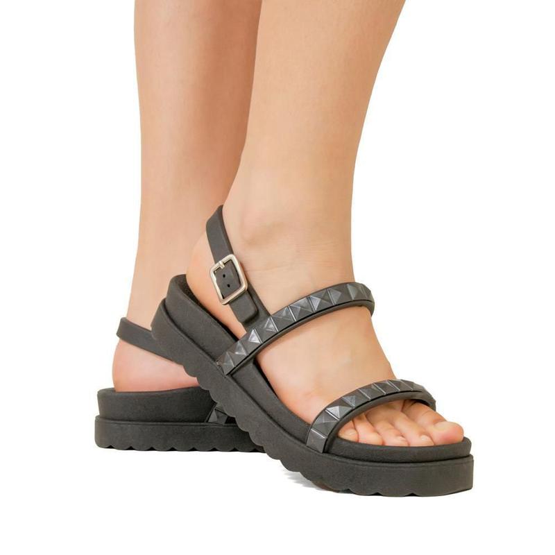 Sandália Feminina Papete Flatform Confortável Pirâmide - Valentina ...