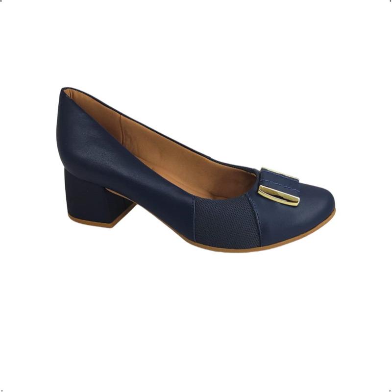 Sapato Scarpin Social Usaflex Couro Joanete Salto robusto Ak0303 ...