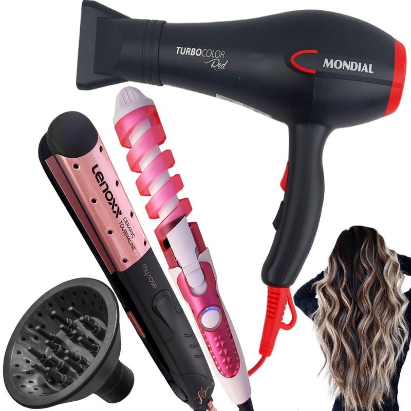 Secador de cabelo com difusor e chapinha bivolt e modelador - Mondial ...