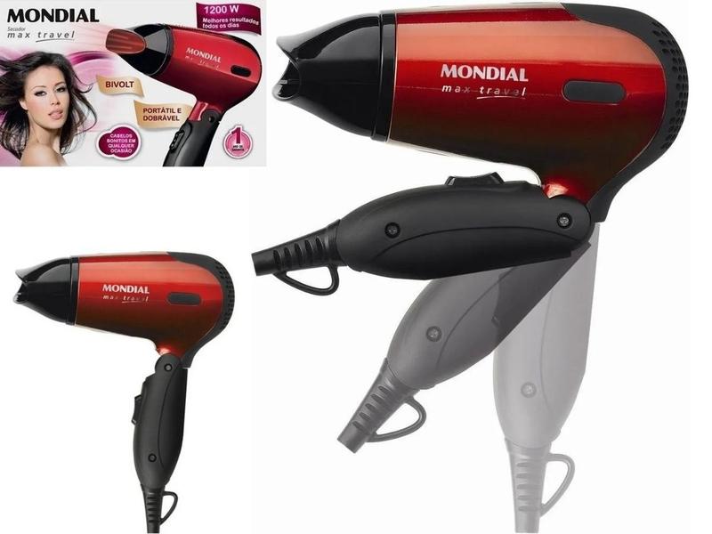 Secador De Cabelo Viagem Max Travel Mondial SC-10 Dobrável Bivolt ...