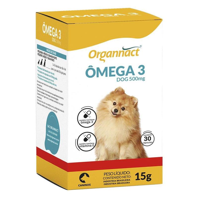 Suplemento Vitamínico Organnact Omega 3 Dog 500 - 15 g - Ômega 3 para ...