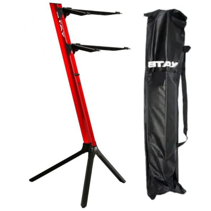 Support Colonne Clavier Stay Music Slim 1100/01 Rouge – Léger Robuste Jusqu'à 20 Kg, Sac De Transport Inclus