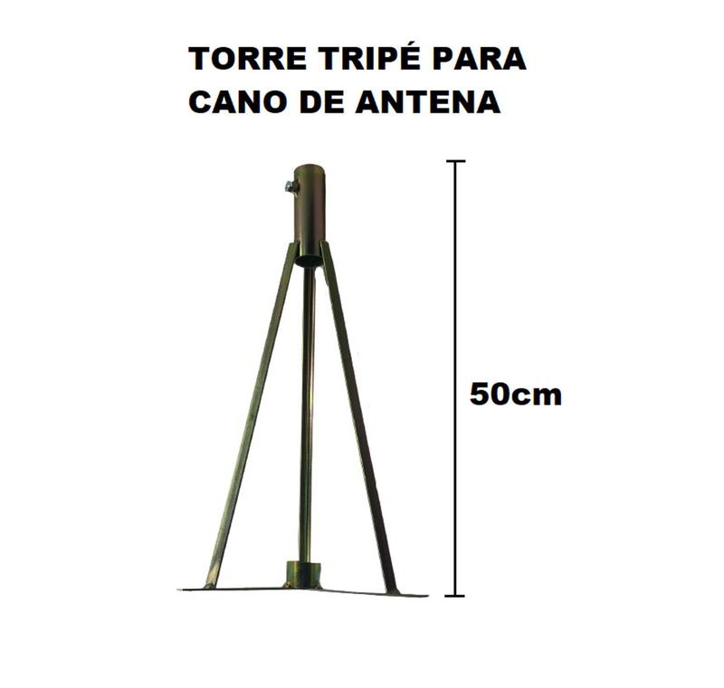 Suporte Torre Tripé 3/4 para Tubo Cano de Antena Reforçado (altura 50cm ...