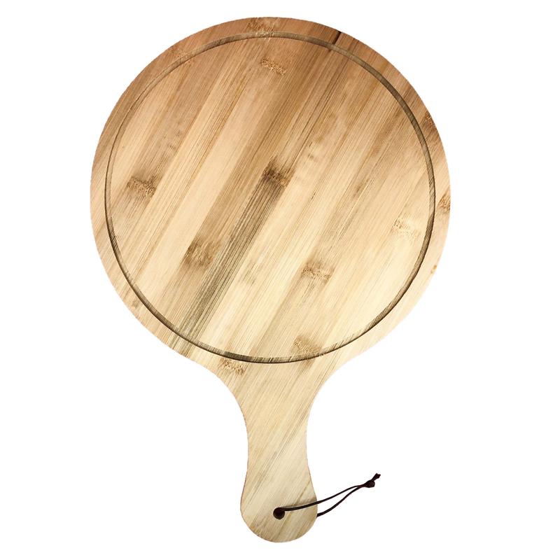 SIDCO Set 2 Taglieri Per Pizza In Bambù Con 2 Tagliapizza Rotanti - Diametro 32 Cm, Spessore 1,5 Cm - Pratiche Incisioni Per 6 Fette