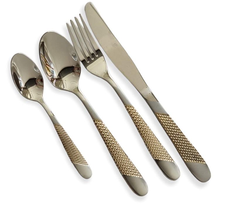 Talheres Faqueiro Luxo 24 Pçs Dourado E Prata Aço Inoxidavel ...