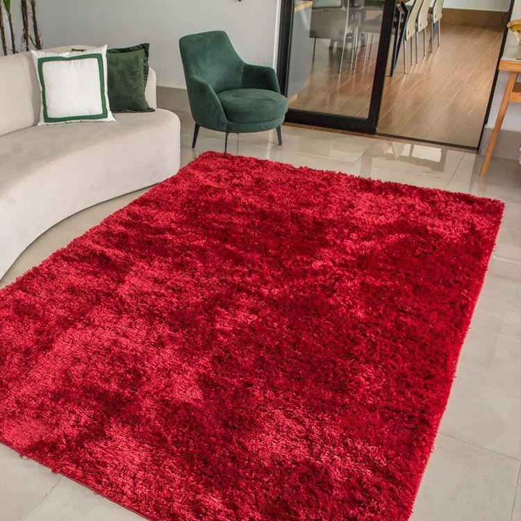 Tapete para Sala Luxo Confort Peludo Retangular Vermelho Casen - Tapete ...