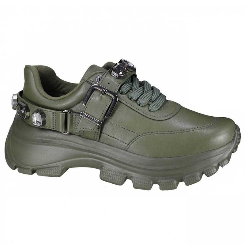 Tênis Feminino Chunky Pedrarias Verde Militar Vizzano 1356.102 - Tênis ...